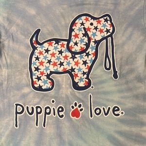 Small Red White and Blue Puppie Love tie dye